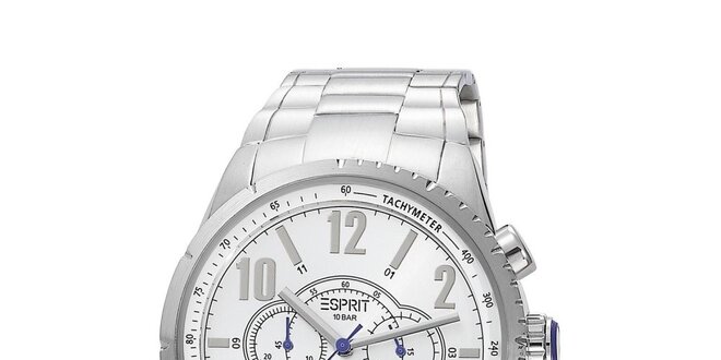 Pánské ocelové analogové hodinky s fialovými detaily Esprit