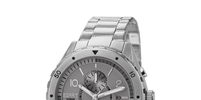 Pánské stříbrně tónované analogové hodinky z nerez oceli Esprit