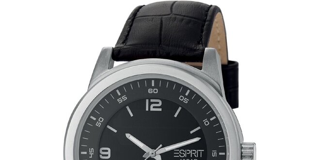 Pánské ocelové hodinky s koženým řemínkem Esprit