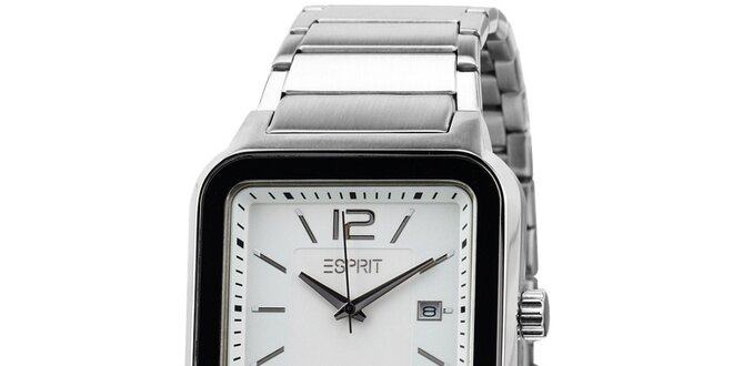 Pánské stříbrné hranaté hodinky Esprit