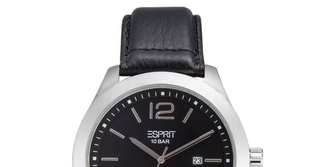 Pánské hodinky s černým ciferníkem a řemínkem Esprit