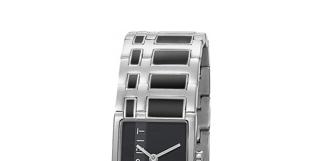 Dámské stříbrné ocelové hodinky Esprit s černým vykládáním