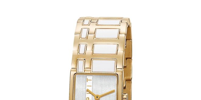 Dámské zlaté hodinky Esprit s bílým vykládáním