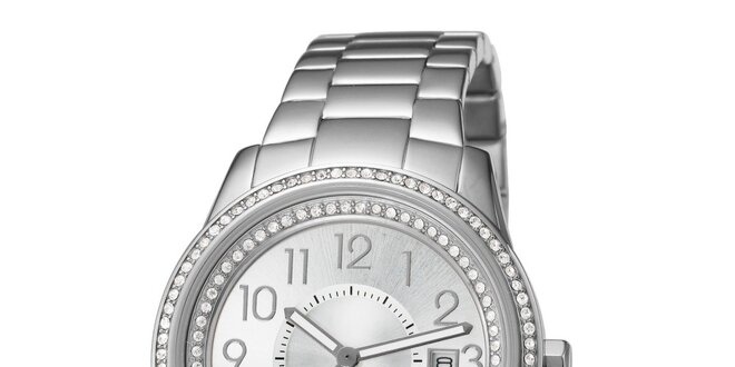 Dámské stříbrné hodinky s krystalky Esprit