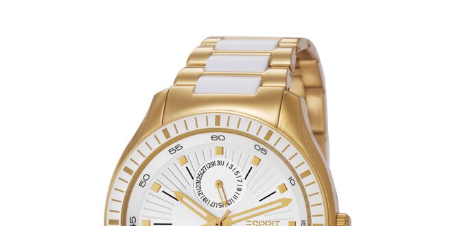 Dámské zlaté hodinky s minutovým ciferníkem Esprit
