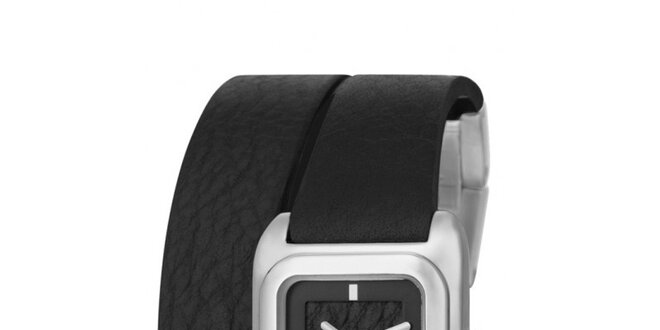 Dámské stříbrné hodinky Esprit s dvojitým černým řemínkem