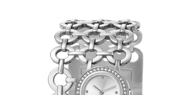 Dámské stříbrné hodinky Esprit s kroužkovým náramkem a krystaly