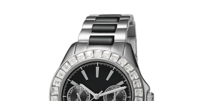 Dámské černo-stříbrné hodinky s keramickým náramkem Esprit