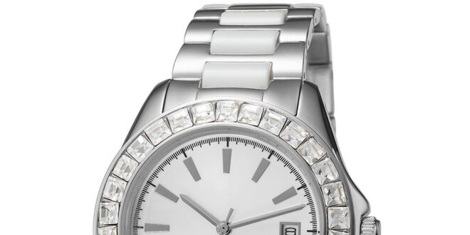 Dámské keramické hodinky Esprit stříbrné s kamínky