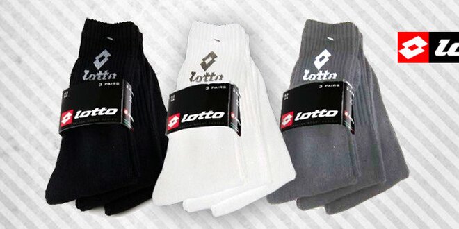 9 párů ponožek Lotto v červé, bílé nebo šedé