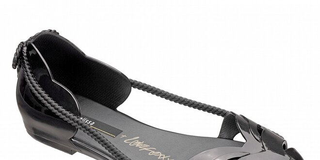 Dámské černé sandály Melissa s ozdobnými šňůrkami