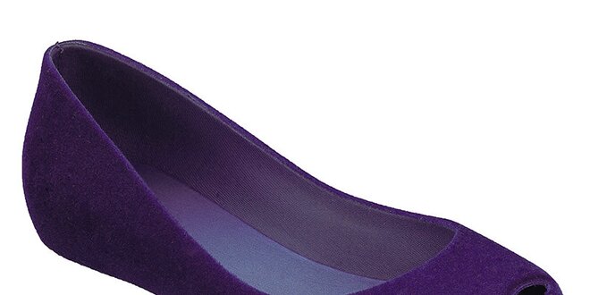 Dámské fialové baleríny Malissa s otevřenu špičkou a semišovou úpravou