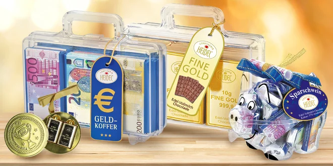 Zlaté prasátko, kreditka nebo medaile z čokolády