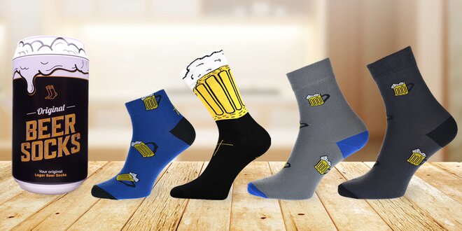 Ponožky s motivem piva v dárkové plechovce