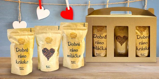 Dárkový set 3 káv pro zamilované: zrnková i mletá
