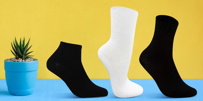 Až 10 párů ponožek: černé, bílé, klasika či kotníkové