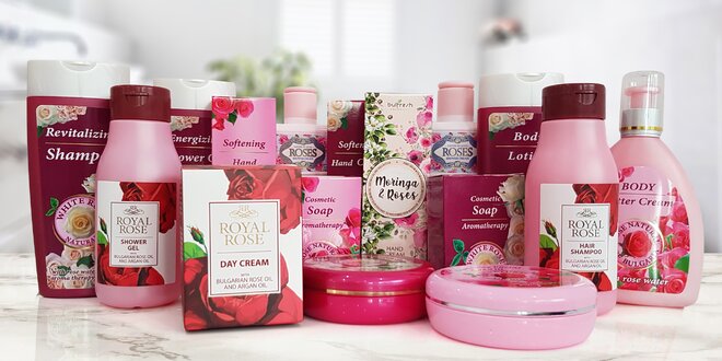 Růžová kosmetika pro ženy: balzám, mýdlo i krém