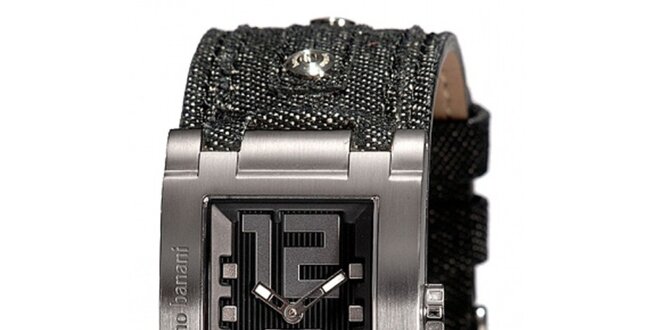 Dámské stříbrné hodinky s džínovým řemínkem Bruno Banani