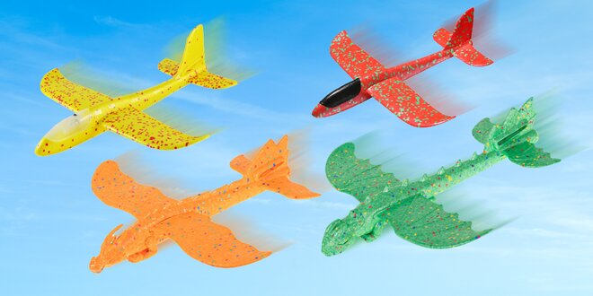 Pěnová házecí letadla: mnoho barev a velikostí