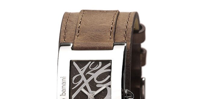 Dámské stříbrné hodinky s koženým řemínkem Bruno Banani