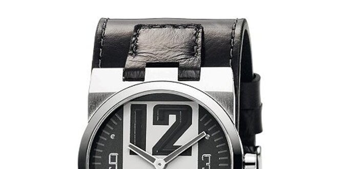 Pánské tmavošedé analogové hodinky s koženým páskem Bruno Banani