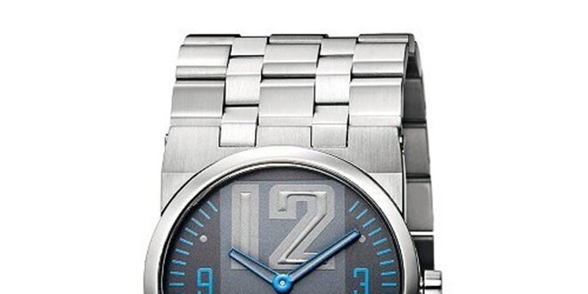 Pánské stříbrné hodinky s modrými detaily Bruno Banani
