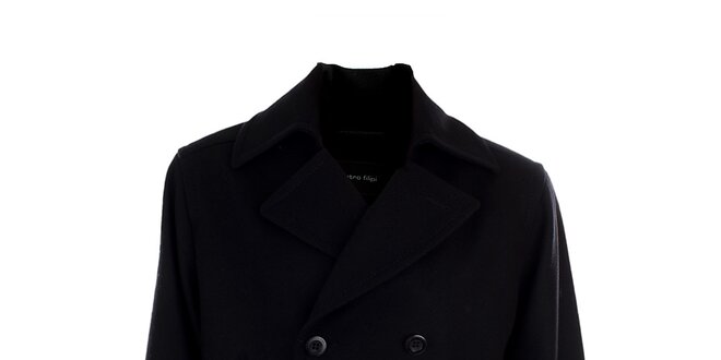 Pánský krátký černý dvouřadý kabátek Pietro Filipi