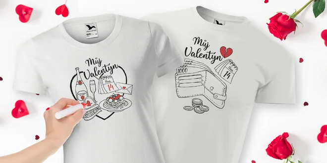 Vybarvovací valentýnská trička pro pány i dámy