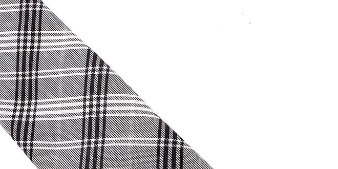 Pánská šedo-černá kostkovaná hedvábná kravata Pietro Filipi
