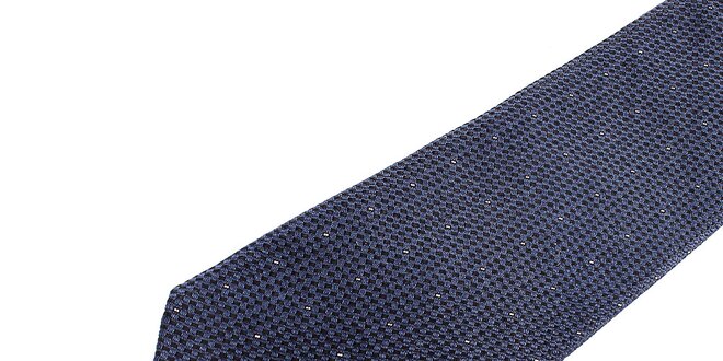 Pánská modrá hedvábná kravata s puntíkem Pietro Filipi