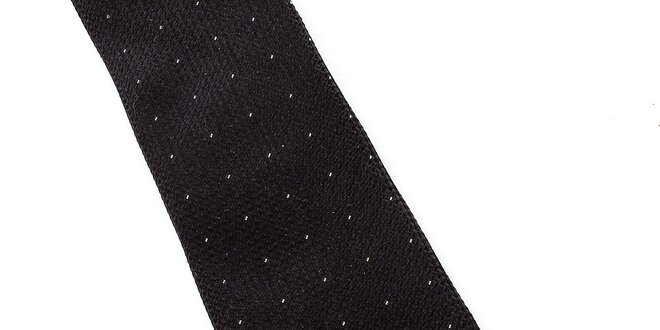 Pánská černá hedvábná kravata s puntíkem Pietro Filipi