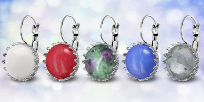 Ocelové náušnice Gemstone s přírodními kameny