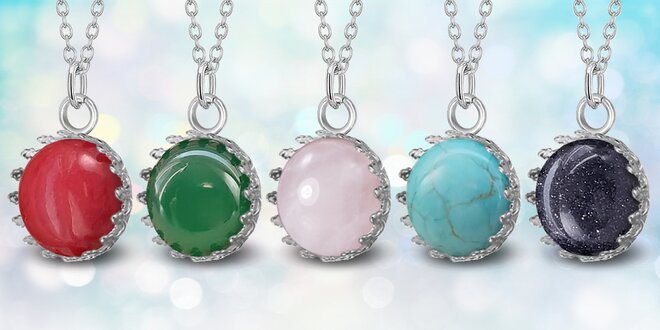 Ocelové náhrdelníky Gemstone s přírodními kameny