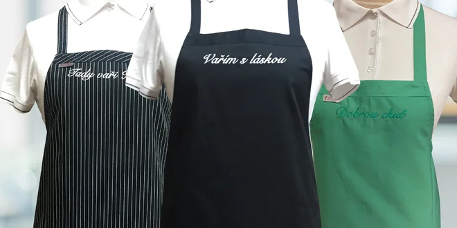 Kuchařská zástěra s laclem a výšivkou na přání