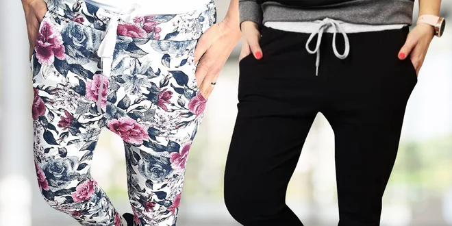 Dámské vzorované baggy kalhoty s květinami