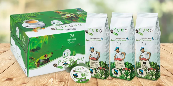 Balení fair trade kávy: zrnková i kapsle