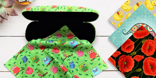 Čisticí utěrky s pouzdry na brýle s veselými motivy