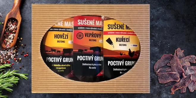 Dárkový balíček poctivě nasušeného masa 3 druhů