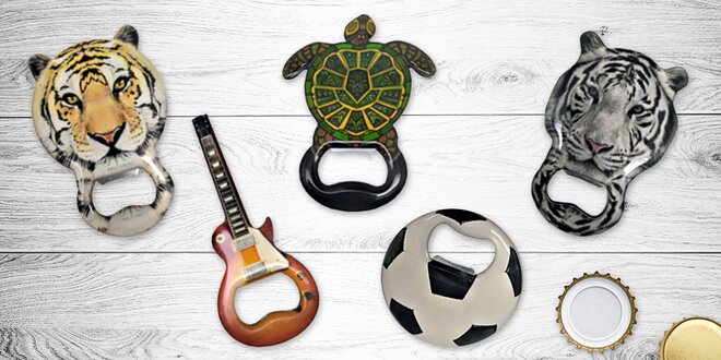 Otvíráky s magnetem: zvířata, míč, nota či kytara