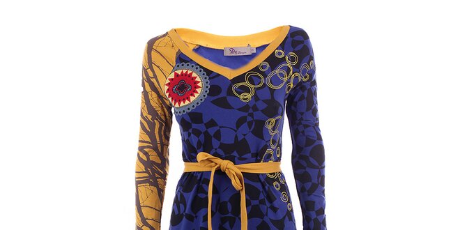 Dámské modro-žluté šaty DY Dislay Design