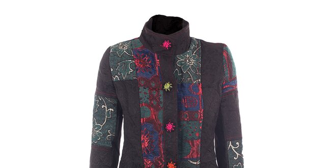 Dámský barevný kabát s vyšívanými knoflíky DY Dislay Design