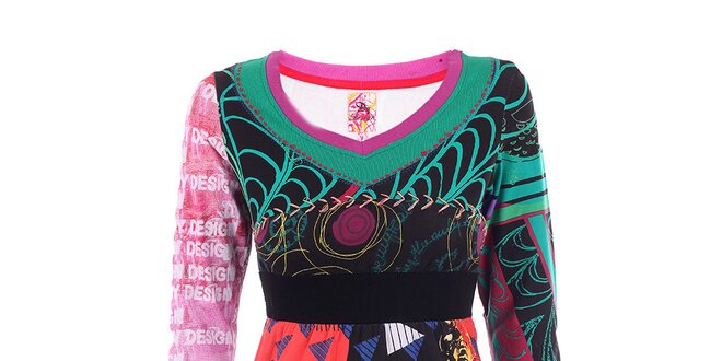 Dámské barevné šaty s krajkovou aplikací DY Dislay Design