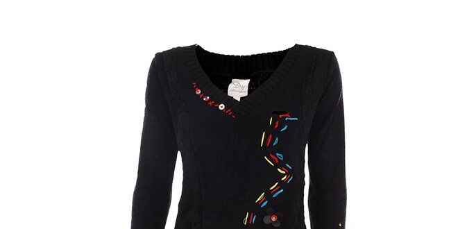 Dámské černé šaty s barevnými detaily DY Dislay Design