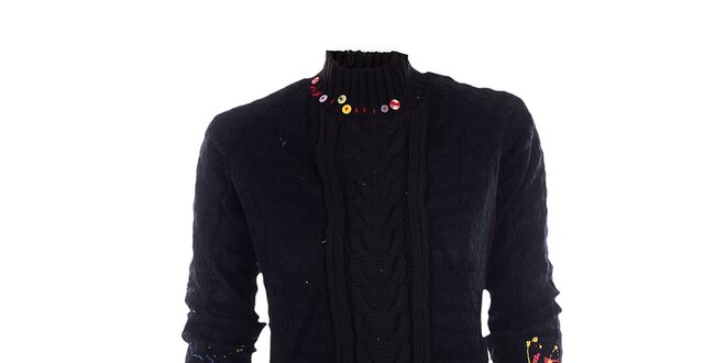 Dámský černý svetr s barevnými cákanci DY Dislay Design