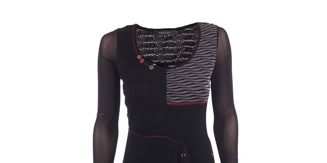 Dámské černé šaty s transparentními rukávy DY Dislay Design