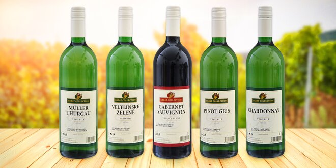 Sada pěti vín z Vinařství Dubňany
