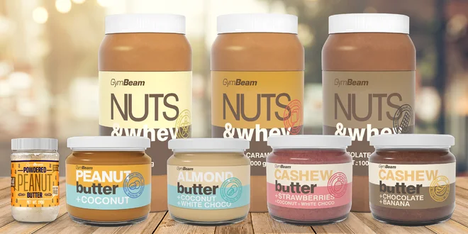 Ořechová másla Gymbeam s arašídy, kešu i mandlemi