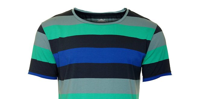 Pánské černo-šedé tričko Fundango s barevnými proužky