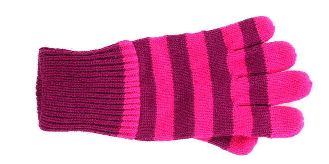 Dámské malinovo-růžové pruhované rukavice Fundango