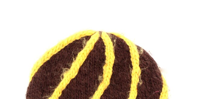 Dámská žluto-hnědá pletená čepice Fundango